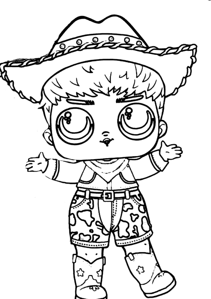 Coloring page A doll in a cowboy hat Print